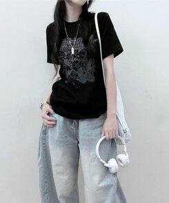 半袖Tシャツ ビンテージセミクロップ半袖Tシャツ BLACK