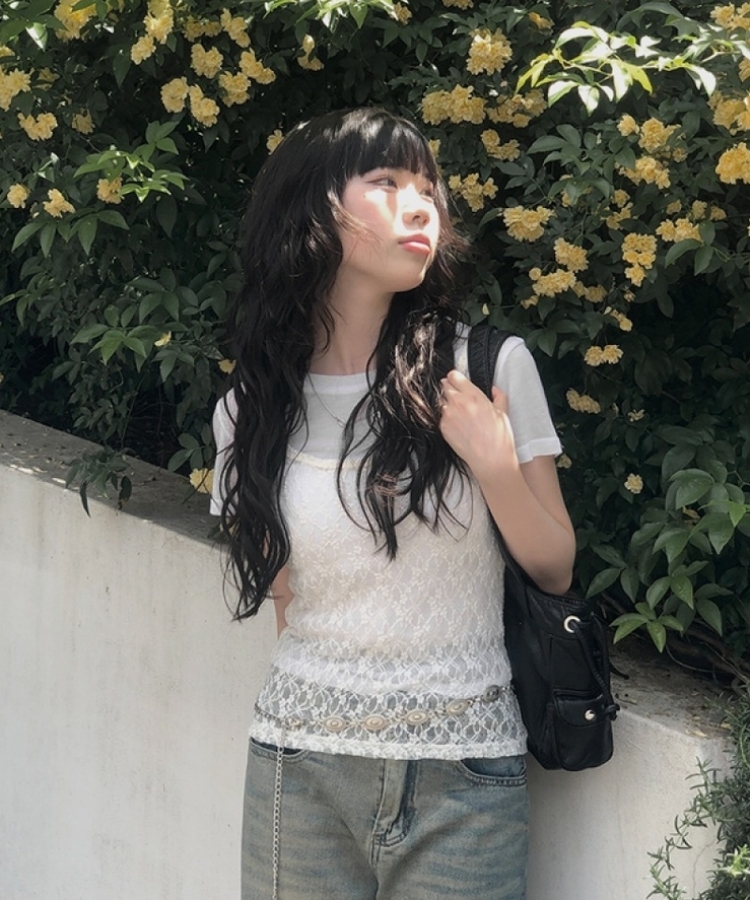 レースレイヤードキャミソールビスチェ IVORY