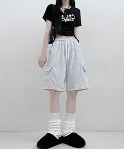 トレーニングパンツ デイリーバミューダハーフショートパンツ MELANGE WHITE