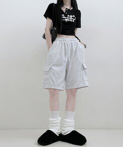 トレーニングパンツ デイリーバミューダハーフショートパンツ MELANGE WHITE