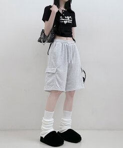 トレーニングパンツ デイリーバミューダハーフショートパンツ MELANGE WHITE