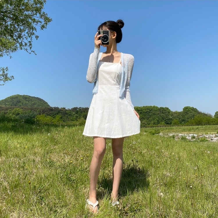 サマークロップシースルーVネックカーディガン SKY BLUE