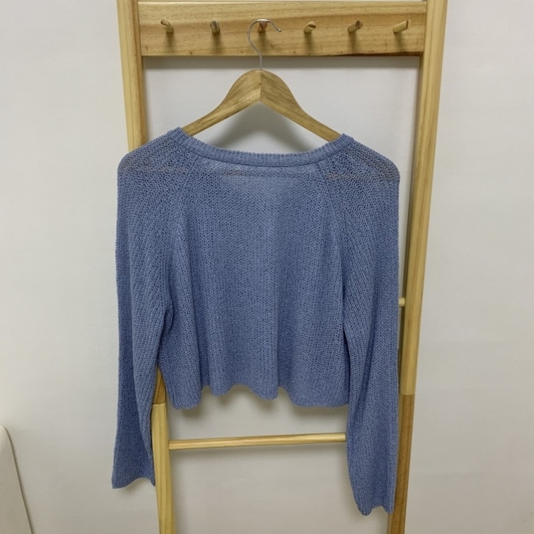 ルーズフィットクロップVネック長袖ニット7色