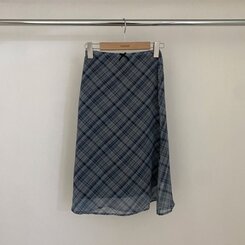 ミディ/ロングスカート リボンチェックシフォンマーメイドミディスカート