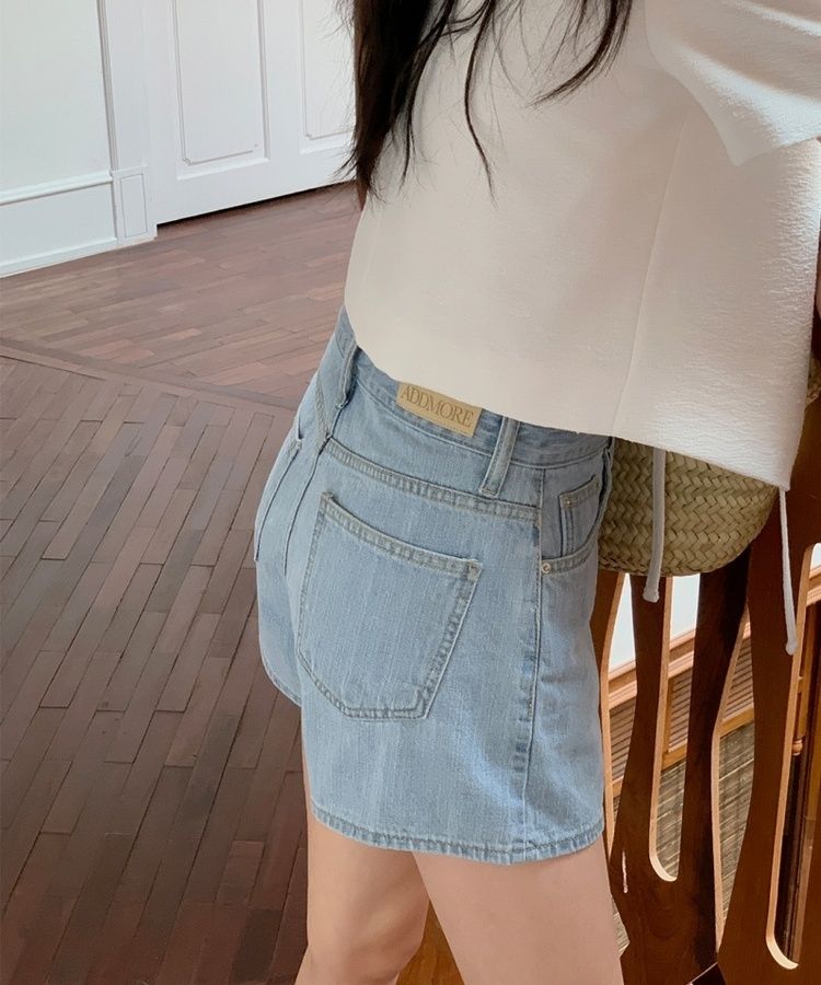 ショートパンツ プレーンサマーデニムショートハーフパンツ LIGHT BLUE