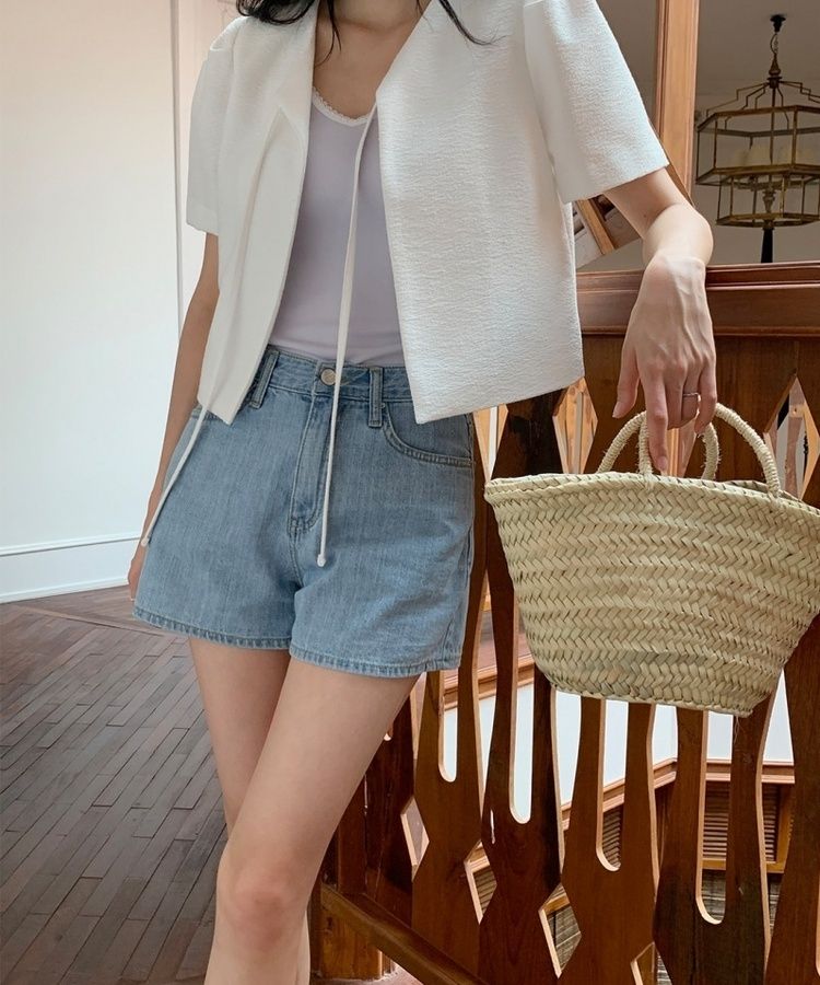 ショートパンツ プレーンサマーデニムショートハーフパンツ LIGHT BLUE