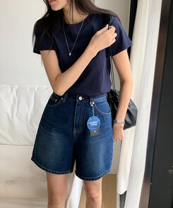 ショートパンツ ベーシックデニムハーフパンツ DARK BLUE