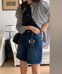 ショートパンツ ベーシックデニムハーフパンツ DARK BLUE