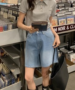 ショートパンツ ベーシックデニムハーフパンツ LIGHT BLUE