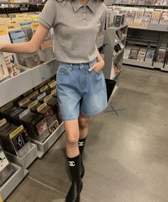 ショートパンツ ベーシックデニムハーフパンツ LIGHT BLUE