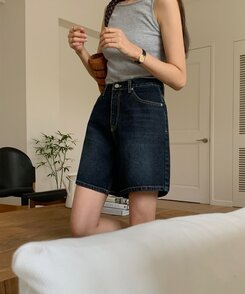 ショートパンツ ベーシックデニムハーフパンツ Blue Black