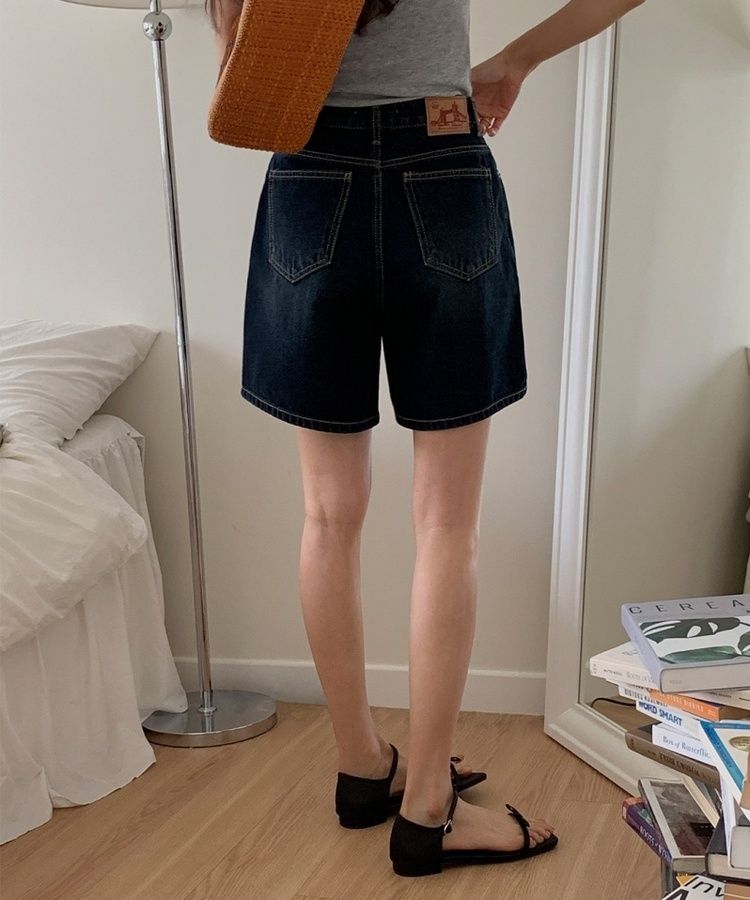 ベーシックデニムハーフパンツ Blue Black