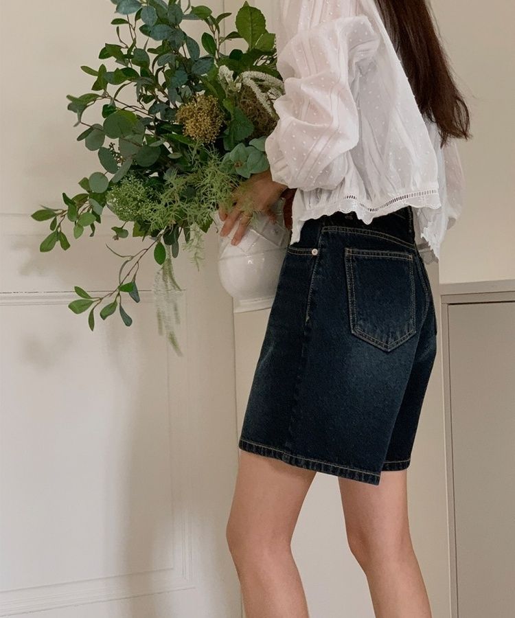ベーシックデニムハーフパンツ Blue Black