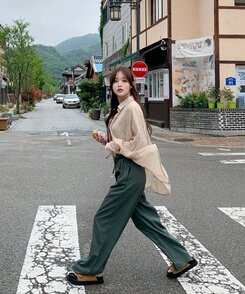 スラックス サマーバンディングピンタックワイドパンツ5色 DEEP GREEN