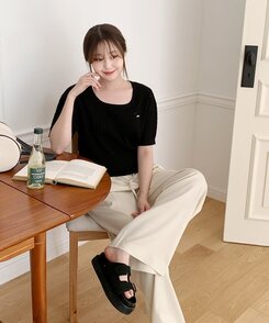 スラックス サマーバンディングピンタックワイドパンツ5色 CREAM