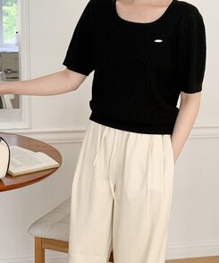 スラックス サマーバンディングピンタックワイドパンツ5色 CREAM