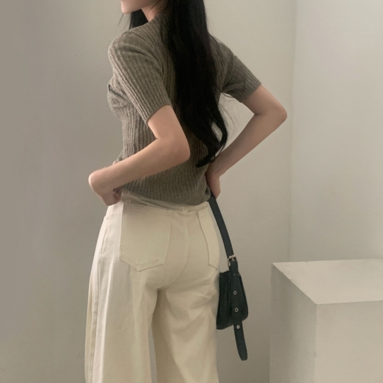 나잇 부클 린넨 세미크롭 반팔 니트가디건 9color 카키