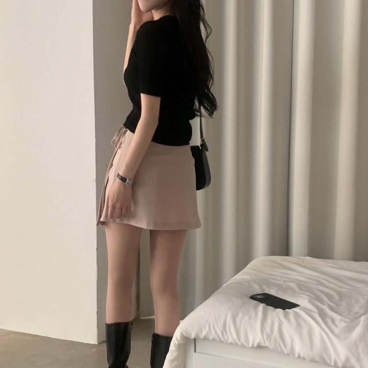 나잇 부클 린넨 세미크롭 반팔 니트가디건 9color 블랙