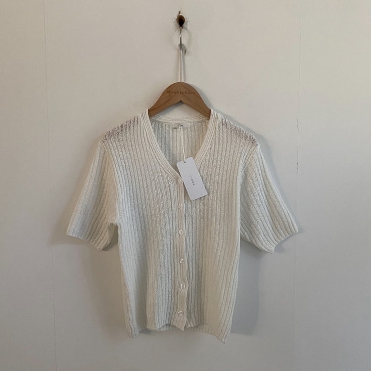 나잇 부클 린넨 세미크롭 반팔 니트가디건 9color