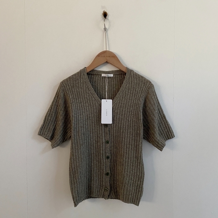 나잇 부클 린넨 세미크롭 반팔 니트가디건 9color