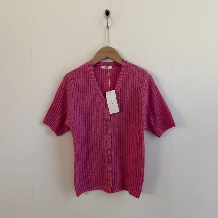 나잇 부클 린넨 세미크롭 반팔 니트가디건 9color