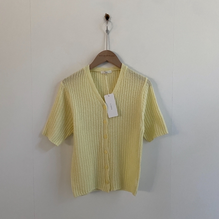 나잇 부클 린넨 세미크롭 반팔 니트가디건 9color