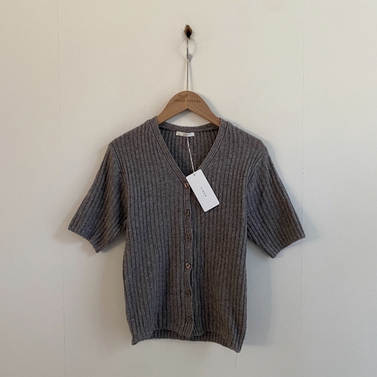 나잇 부클 린넨 세미크롭 반팔 니트가디건 9color