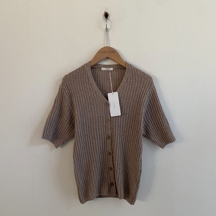 나잇 부클 린넨 세미크롭 반팔 니트가디건 9color