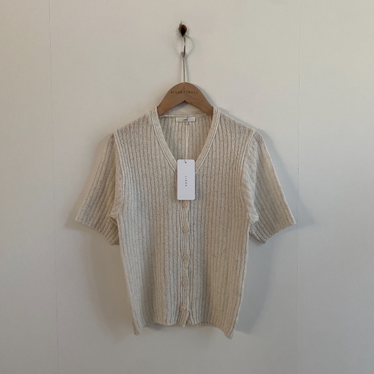 나잇 부클 린넨 세미크롭 반팔 니트가디건 9color