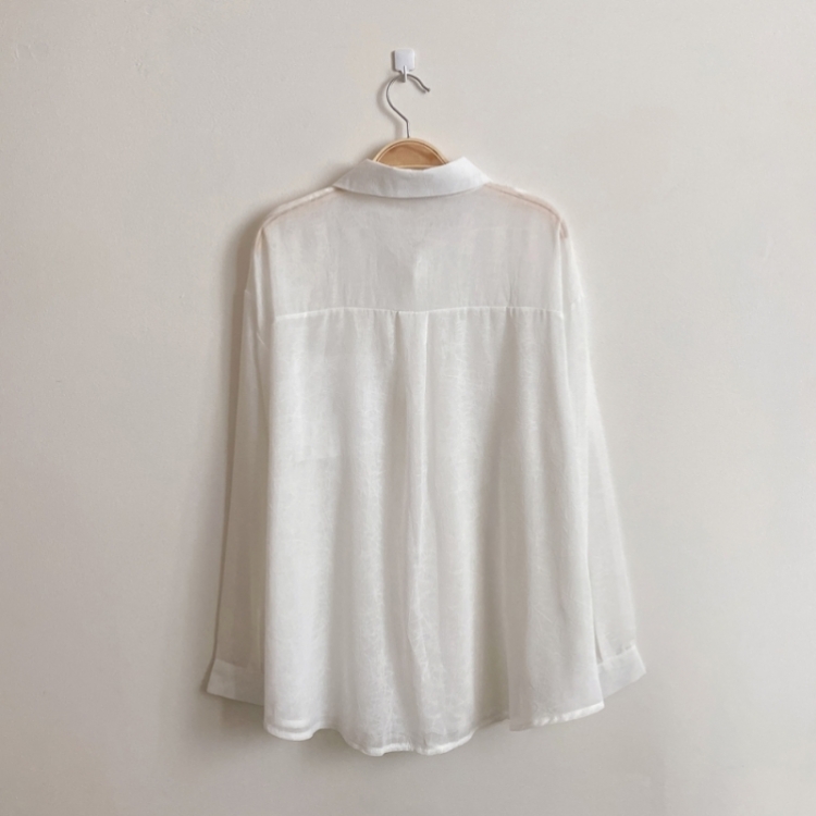 サマーシースルー無地ルーズフィットシャツ