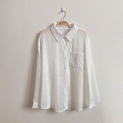 サマーシースルー無地ルーズフィットシャツ