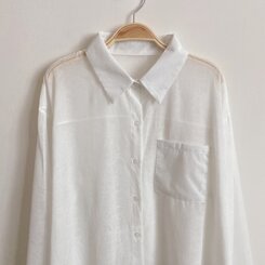 サマーシースルー無地ルーズフィットシャツ