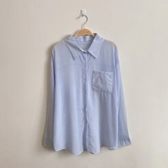 サマーシースルー無地ルーズフィットシャツ