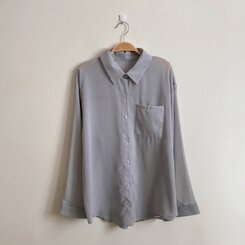 サマーシースルー無地ルーズフィットシャツ