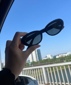 ファッション雑貨 配色ラウンドサングラス