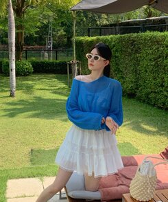 ファッション雑貨 配色ラウンドサングラス IVORY