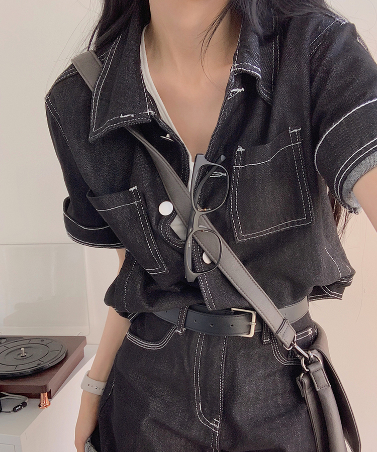 【SET着用可能】ステッチノンフェードショートパンツ DARK BLUE