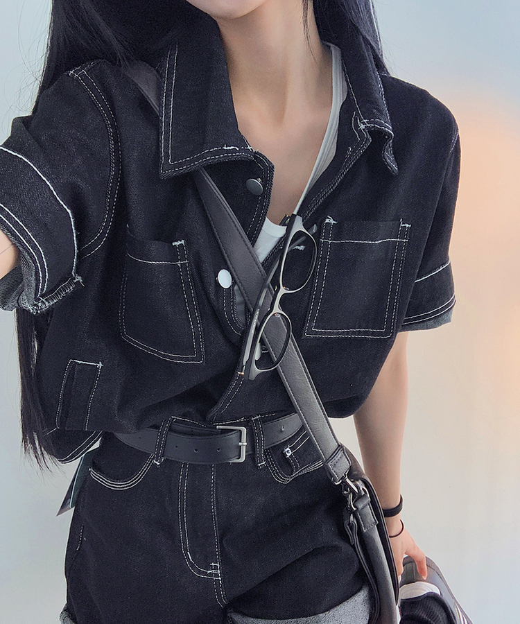 【SET着用可能】ステッチノンフェードショートパンツ DARK BLUE
