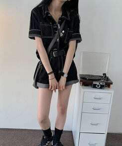 ショートパンツ 【SET着用可能】ステッチノンフェードショートパンツ DARK BLUE