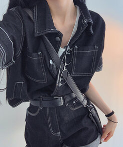 ショートパンツ 【SET着用可能】ステッチノンフェードショートパンツ DARK BLUE