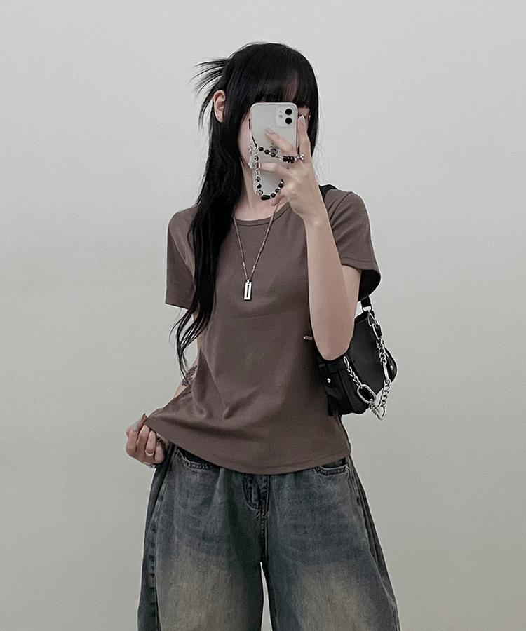 11할인체형커버랍빠유넥라운드여유핏반팔티 카키