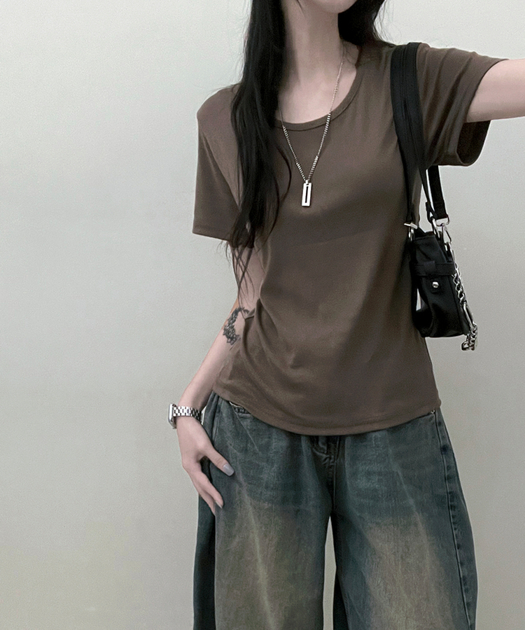 11할인체형커버랍빠유넥라운드여유핏반팔티 카키