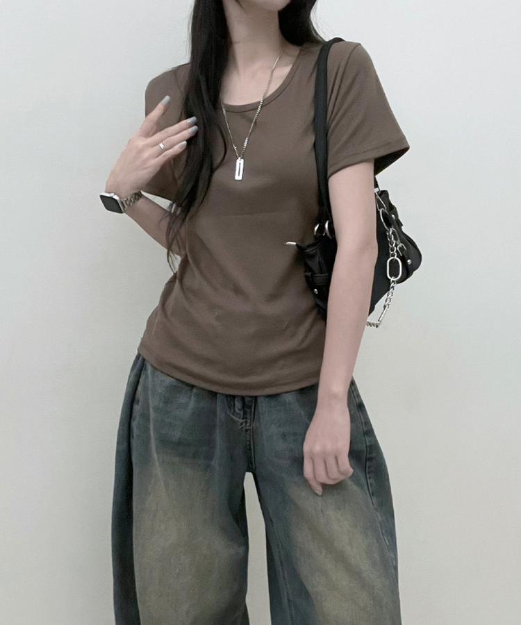 11할인체형커버랍빠유넥라운드여유핏반팔티 카키