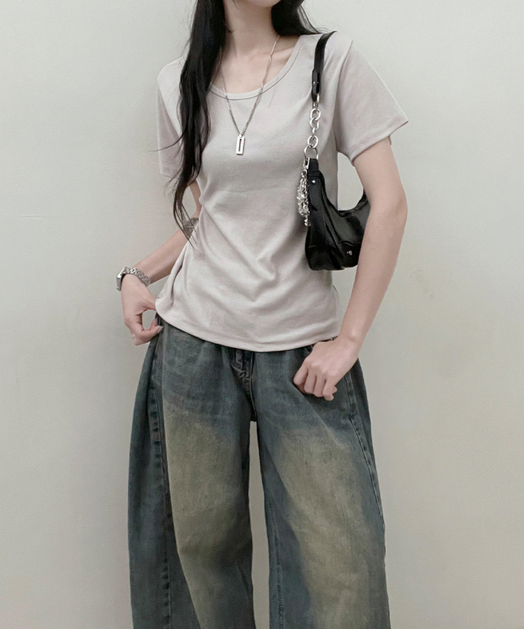 11할인체형커버랍빠유넥라운드여유핏반팔티 베이지