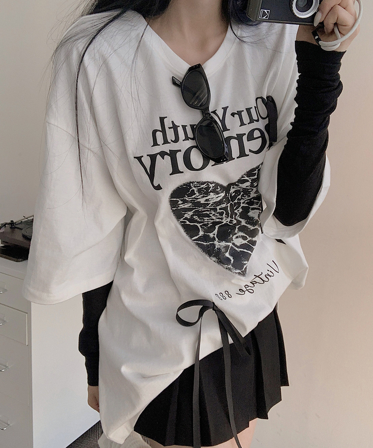 ノアボックスフィットリボン半袖Tシャツ IVORY