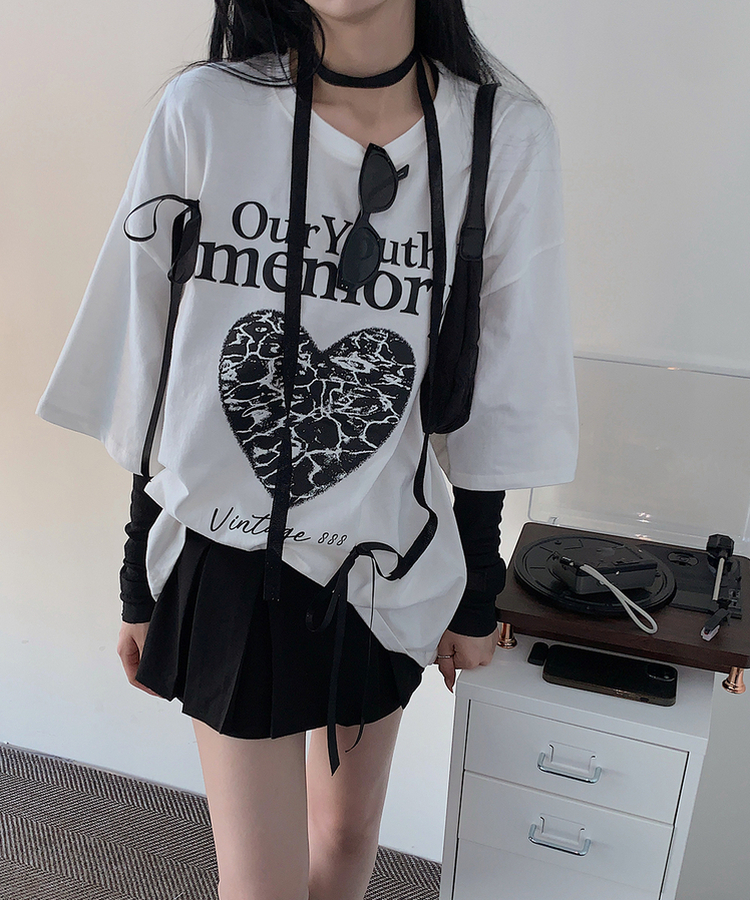 ノアボックスフィットリボン半袖Tシャツ IVORY