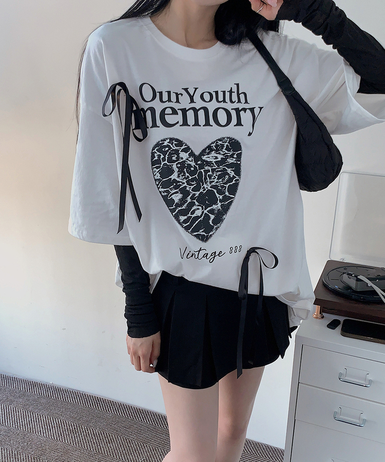 ノアボックスフィットリボン半袖Tシャツ IVORY