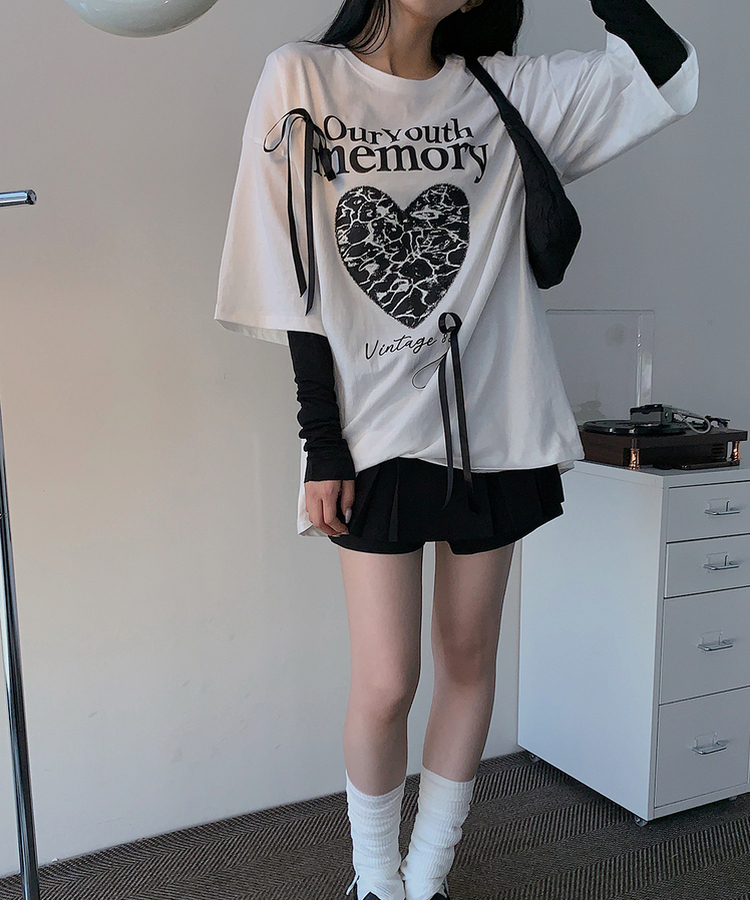 ノアボックスフィットリボン半袖Tシャツ IVORY