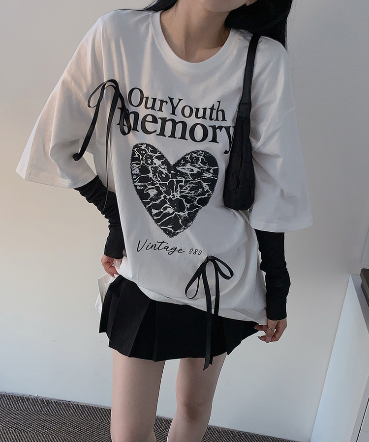 ノアボックスフィットリボン半袖Tシャツ IVORY