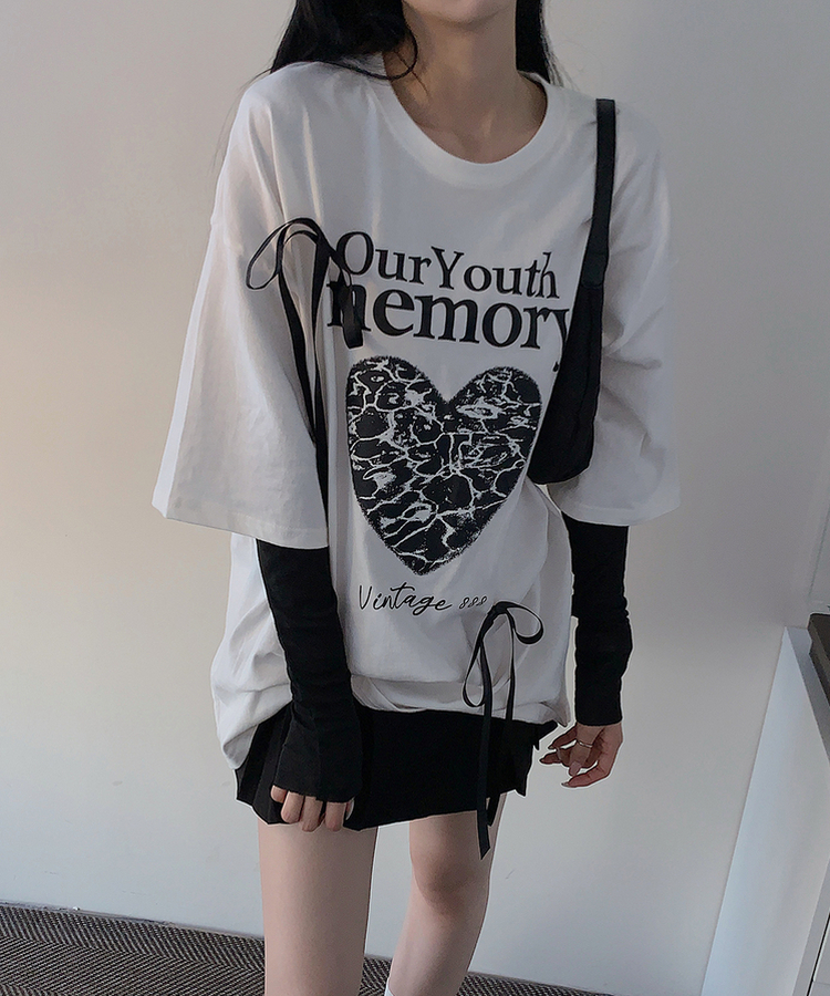 ノアボックスフィットリボン半袖Tシャツ IVORY
